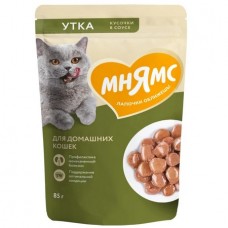 Мнямс Кусочки в соусе с уткой для домашних кошек пауч 85г