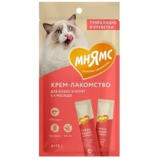 Мнямс Крем-лакомство для кошек с тунцом Кацуо и креветками