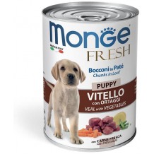 Monge Dog Fresh Chunks in Loaf консервы для щенков мясной рулет телятина с овощами