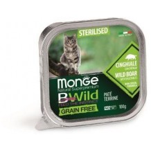 Monge Cat BWild GRAIN FREE беззерновые консервы из кабана с овощами для стерилизованных кошек 100г