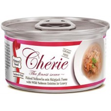 Pettric Cherie Signature gravy Влажный корм для кошек беззерновой, тунец с лососем в подливе, холистик, Flaked Tuna with Wild Salmon Entrées in Gravy 80г.