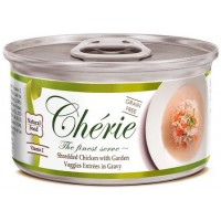 Pettric Cherie Signature gravy Влажный корм для кошек беззерновой, с курицей и овощами в подливе, холистик, Shredded Chicken with Garden Veggies Entrées in Gravy 80г.