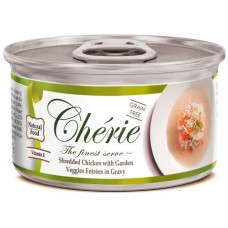 Pettric Cherie Signature gravy Влажный корм для кошек беззерновой, с курицей и овощами в подливе, холистик, Shredded Chicken with Garden Veggies Entrées in Gravy 80г.