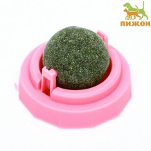 Игрушка для кошек из кошачьей мяты "Вращающийся шарик" на основании, 5 х 4 см, розовая