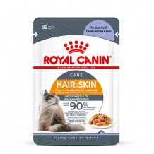 Royal Canin Hair&Skin Care влажный корм полнорационный для взрослых кошек для поддержания здоровья кожи и красоты шерсти,ломтики в желе