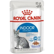 Royal Canin ​​Indoor Sterilized Влажный корм для взрослых кастрированных и стерилизованных кошек, живущих в помещении, кусочки в желе.
