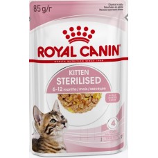 Royal Canin KITTEN STERILIZED Влажный корм для кастрированных и стерилизованных котят (в возрасте от 6 до 12 месяцев), мелкие кусочки в желе.