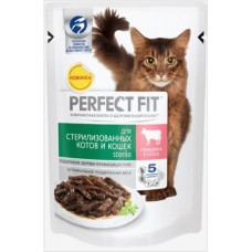 Perfect Fit паучи для стерилизованных кошек с говядиной в соусе