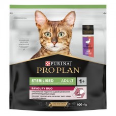 PRO PLAN® Sterilised SAVOURY DUO Сухой корм с двойным вкусом для взрослых стерилизованных привередливых кошек, с уткой и с печенью 400г
